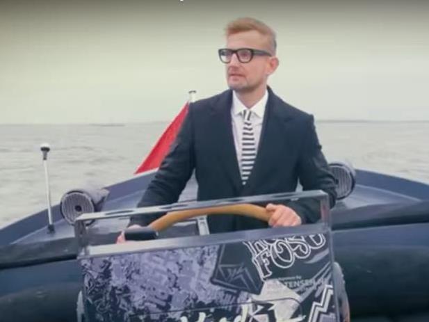 Prince Bernhard on a speedboat